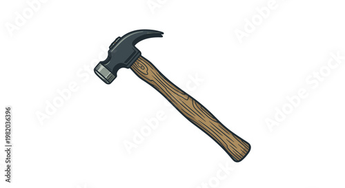 Hand-Drawn Rustic Carpenter's Hammer Vector Icon in Deep Charcoals and Muted Greens. transparent.