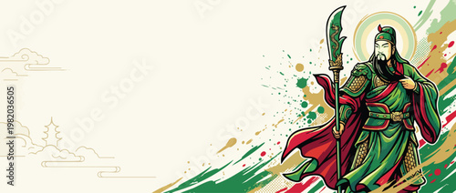 Guan Yu Figure with Ceremonial Blade and Flowing Robes Noble Warrior