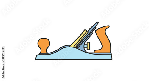 Playful Cartoon Outline Wood Plane Vector Icon in Bright Pastel Solid Colors. transparent.