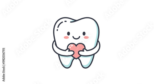 Smiling Tooth with Heart Vector Icon Symbolizing Compassionate Dental Care and Well being. transparent.
