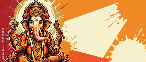 Ganesha Elephant Head Figure with Lotus Accents Ornate Ornaments Art