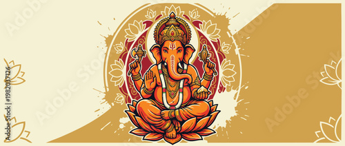 Ganesha Illustration for Cultural Celebrations and Spiritual Decor