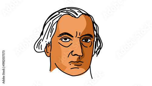 James Madison portrait, flat vector illustration