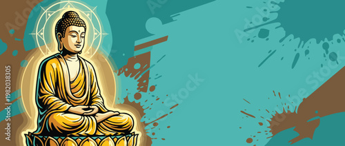 Respectful Gautama Buddha Figure with Lotus Details and Serene Posture