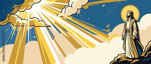 Divine Light Rays from the Sky with Halo Glow Sacred Luminous Atmosphere