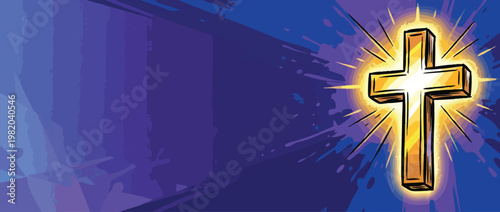 Glowing Christian Cross with Radiant Sacred Light for Hope and Symbolism