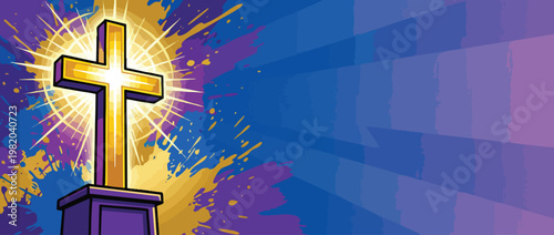 Glowing Christian Cross with Radiant Sacred Light for Hope and Symbolism