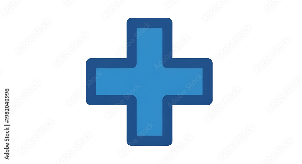 Obraz premium Blue plus sign icon with rounded edges illustration against black backdrop for design elements; simple mathematical symbol graphic