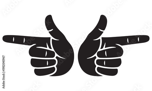 Pointing Finger Hand Silhouette Set - Directional Index Finger Icon