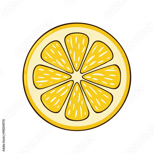 Vibrant Lemon Slice Illustration Fresh Citrus Fruit Section Healthy Food Graphic