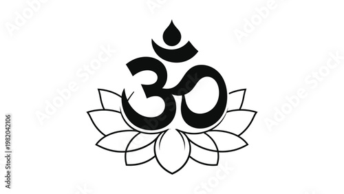 Om symbol on a lotus flower.