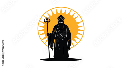 Hindu deity Shiva silhouette logo icon.