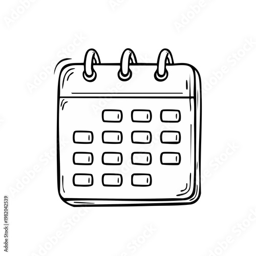 Hand drawn doodle calendar with visible dates and metal spiral binding