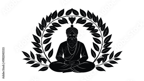 Black silhouette of a meditating Buddha.