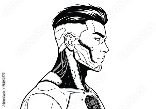 Cybernetic enhancement: a futuristic profile view of a hybrid human