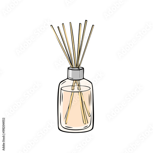 Aromatic diffuser with rattan sticks releasing pleasant fragrance into the air
