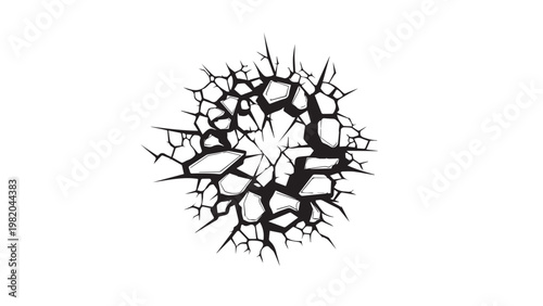 Cracked Circle Abstract Graphic Design Element.