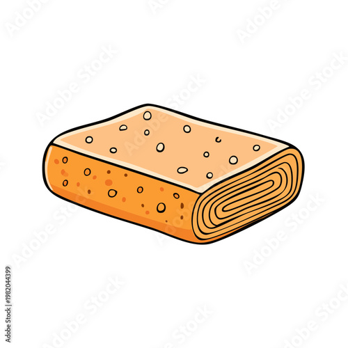 Flatbread folded with small holes and texture illustration