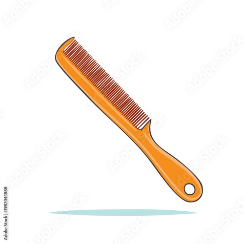 Orange Plastic Hair Comb With Handle And Teeth For Styling And Grooming