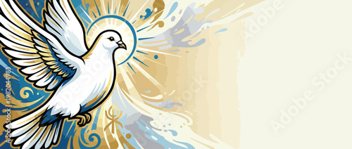 White Dove Illustration with Radiant Light and Sacred Atmosphere