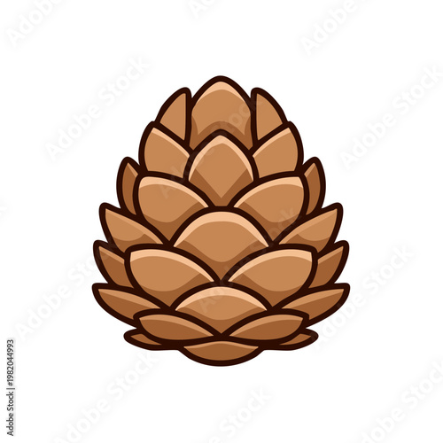 Brown pine cone graphic illustration in a stylized cartoon art style