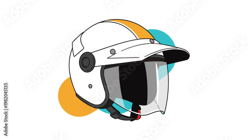 Modern white motorcycle helmet featuring a sporty orange stripe and a large clear protective visor for rider safety and style.
