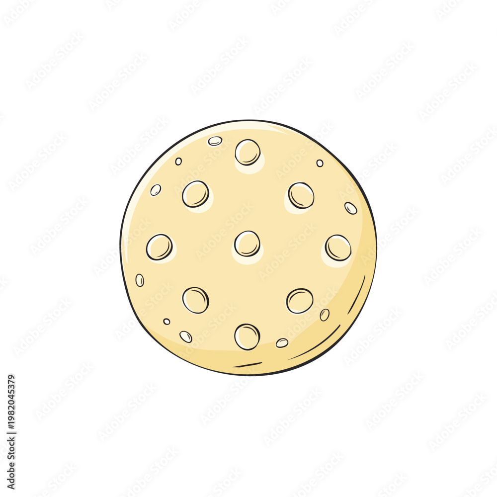 Obraz premium Simple cartoon illustration of a yellow moon with craters