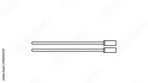 Simple black and white line drawing of a pair of traditional chopsticks used for eating various Asian cuisines like sushi and ramen.