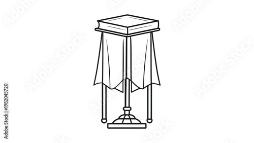 A lectern with a draped table.