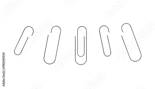 Paper clips and fasteners on a white background with paper clip fastener stationery document organize equipment illustration isolated abstract