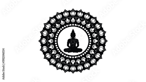 Buddha silhouette in a mandala design.
