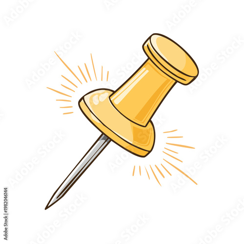 Yellow Thumbtack With Sparkle Effect For Notice Board Or Office Use