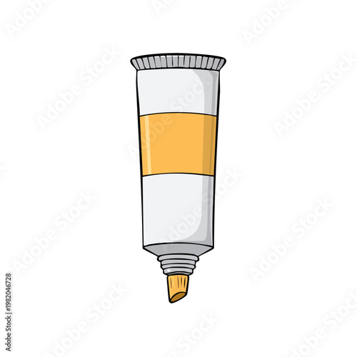 Isolated illustration of a white tube with a yellow band and cap
