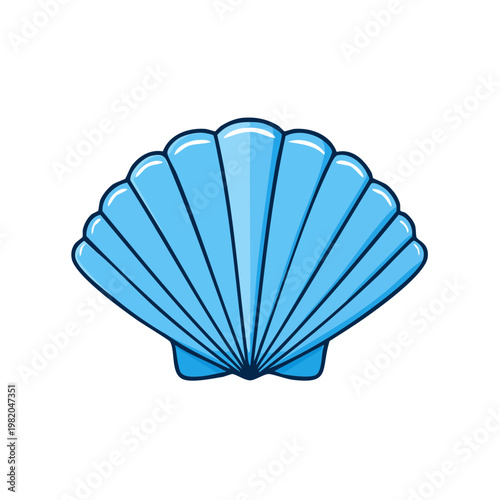 Stylized Light Blue Scallop Seashell Illustration