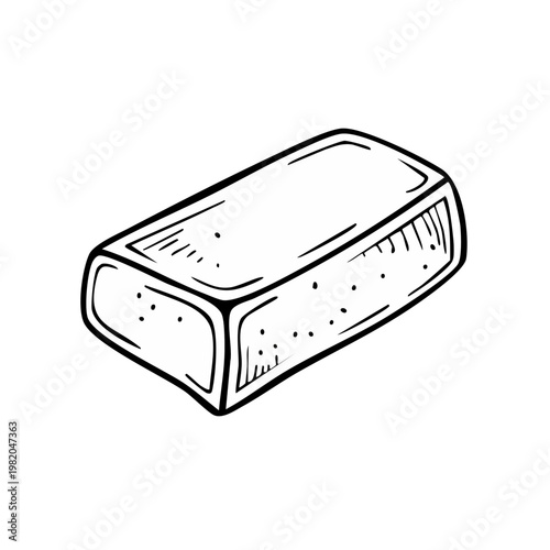 Simple line drawing of a rectangular bar shaped object with textured surface