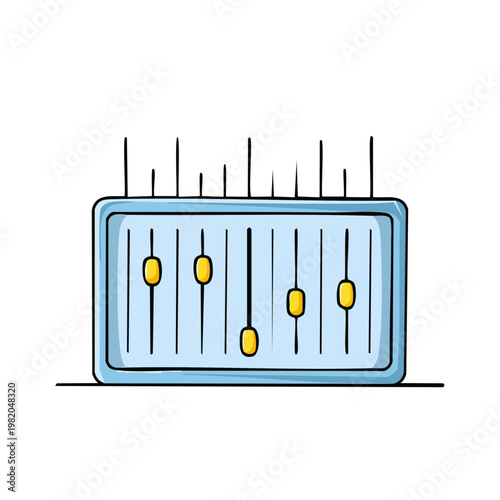 Audio Mixer Controls with Faders and Levels Digital Illustration