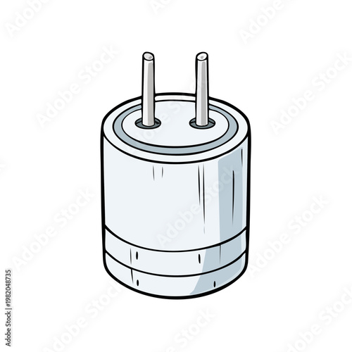 Cylindrical electronic component with two prongs simple drawing