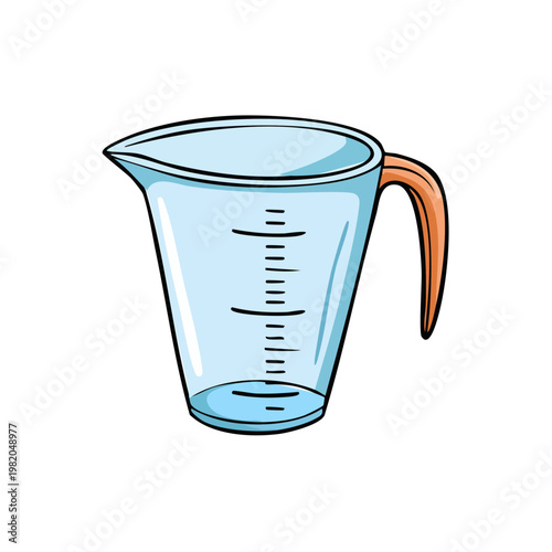 Transparent Measuring Cup with Orange Handle and Liquid Measurement Lines