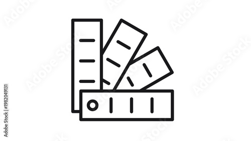 Black line vector icon of a color swatch palette fan guide for graphic design, printing, and painting projects, isolated on a white background for professional branding and creative use.