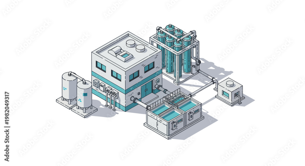 Obraz premium Modern Industrial Facility with Clean Energy Technology.