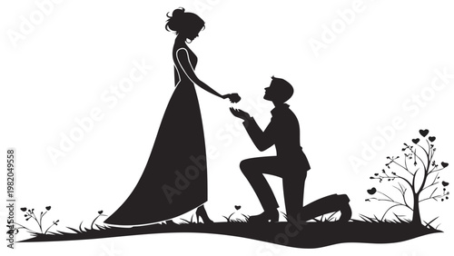 Romantic Couple Love Black Silhouette Set