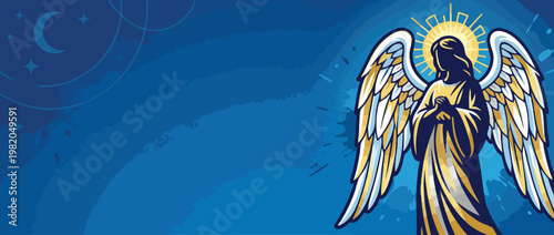 Angel Silhouette with Golden Wings Adorned for Sacred Occasions