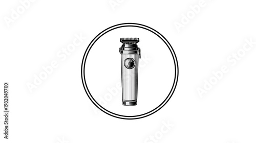 Hair clipper enclosed in double circle