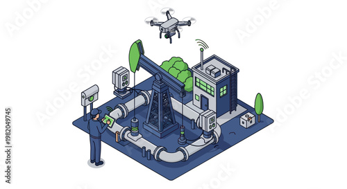 Modern Oil Extraction with Drone Technology and Automation.