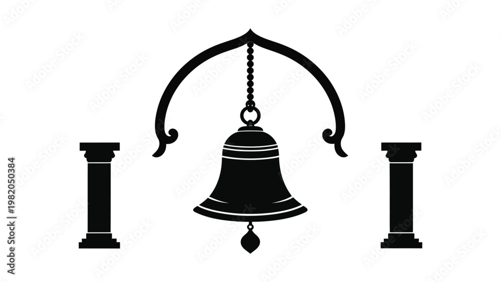 Obraz premium Black silhouette of a hanging bell.