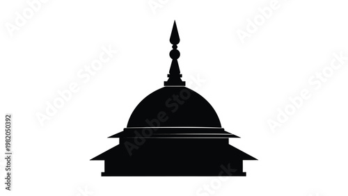 Black silhouette of a domed building.