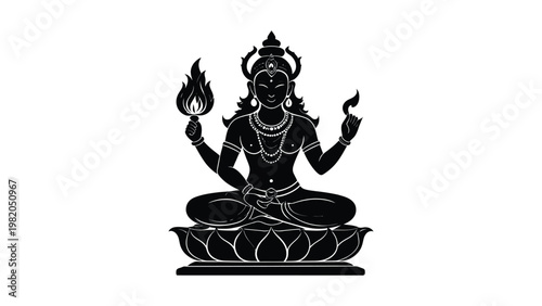 Hindu goddess sitting in lotus position.