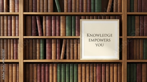 Well-organized Bookshelf with Empowering Knowledge Message