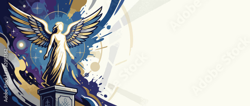 Radiant Angel Silhouette with Graceful Wings and Sacred Presence Illustration