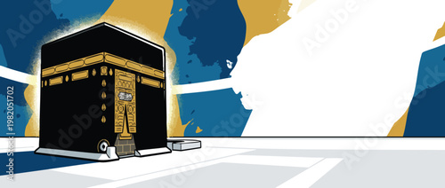 Kaaba with Sacred Light Calm Spiritual Atmosphere Illustrative Background